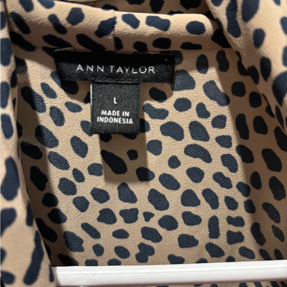 Ann Taylor Tan and Black Leopard Print Blouse